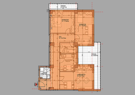 Suprafață construită 125,02 + suprafața balcon 26,80 mp