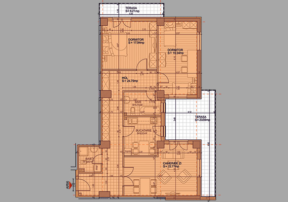 Suprafață construită 125,02 mp + suprafața balcon 26,80 mp